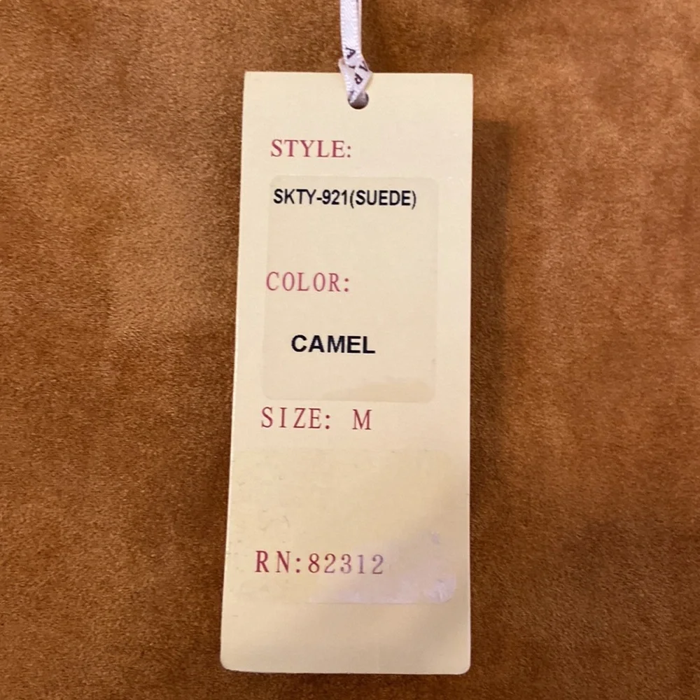 ARYEH Suede Skirt size M brand new with tag color camel waist 30” - Picture 5 of 12